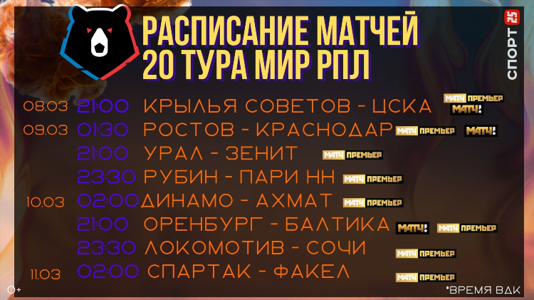Крылья советов расписание матчей